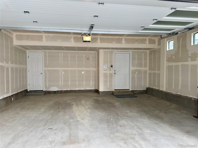 garage with a garage door opener