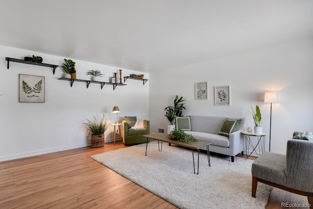 living room with light hardwood / wood-style floors