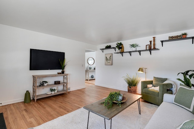 living room with light hardwood / wood-style flooring