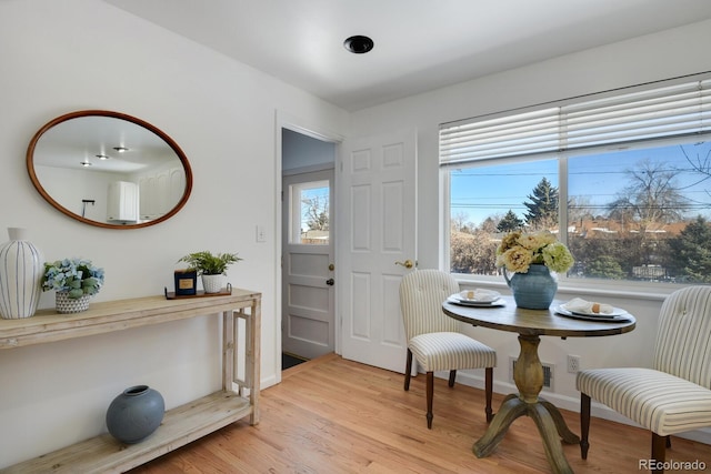 dining area featuring light hardwood / wood-style flooring and a healthy amount of sunlight