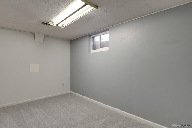 basement with carpet flooring