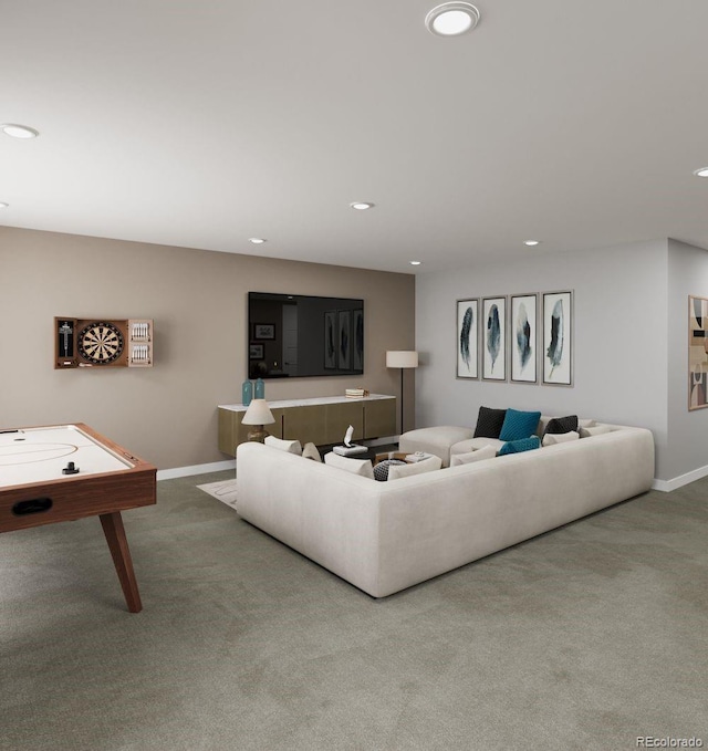 17055 W 92nd Loop, Arvada, CO 80007 - living room with carpet, baseboards, and recessed lighting
