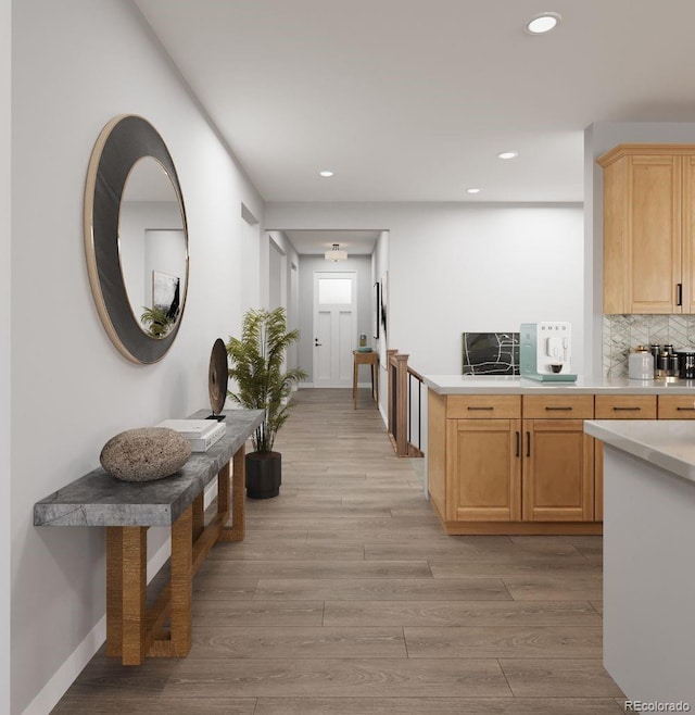 17055 W 92nd Loop, Arvada, CO 80007 - hall featuring light wood-style flooring, recessed lighting, and baseboards