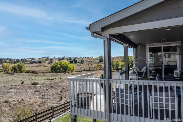 deck featuring a rural view