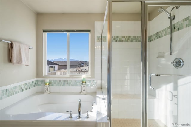 bathroom with plus walk in shower