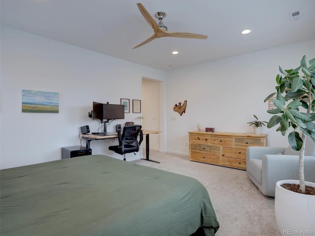 11246 Bellsong Ln, Littleton, CO 80125 - bedroom featuring carpet flooring, recessed lighting, a ceiling fan, and a desk