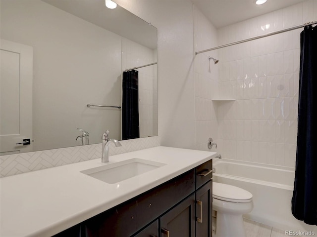 11246 Bellsong Ln, Littleton, CO 80125 - bathroom featuring vanity, shower / bathtub combination with curtain, and recessed lighting
