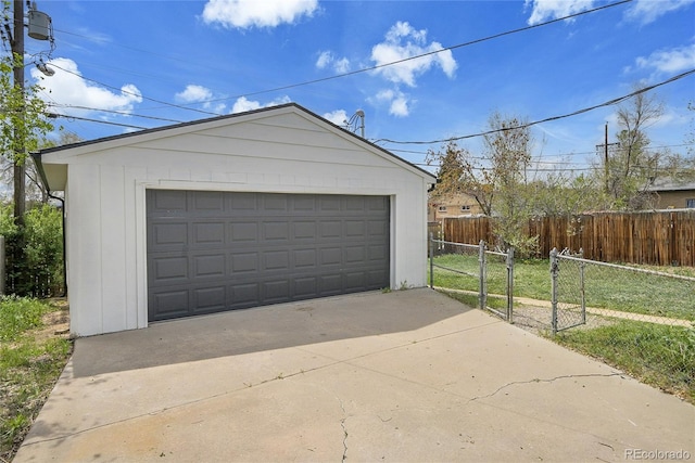 detached garage with fence