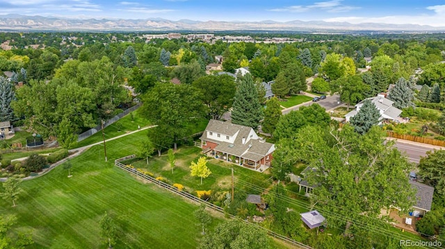 bird's eye view featuring a mountain view