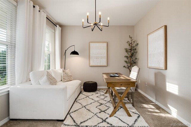 6236 S Millbrook Way, Aurora, CO 80016 - office space with a chandelier, plenty of natural light, and carpet