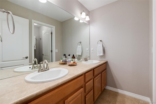 6236 S Millbrook Way, Aurora, CO 80016 - full bath with double vanity and tile patterned floors