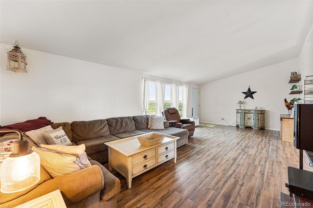 living room featuring dark hardwood / wood-style flooring