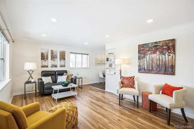 living room with hardwood / wood-style floors