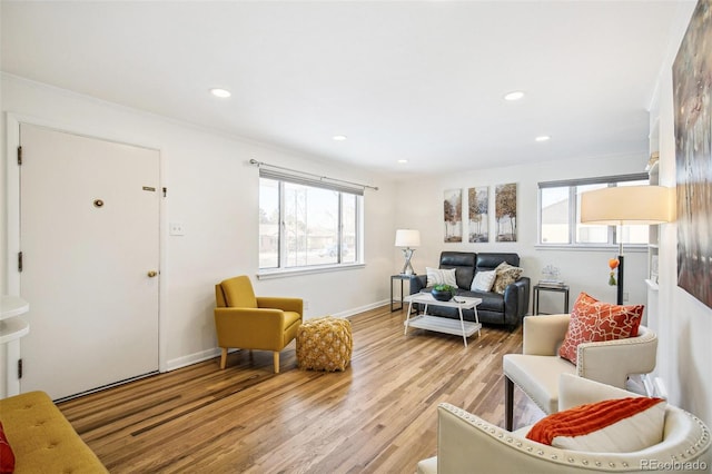 living room featuring light hardwood / wood-style flooring