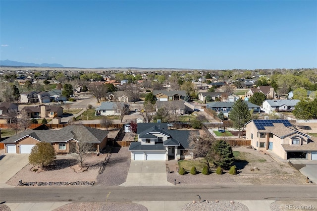 birds eye view of property with a residential view