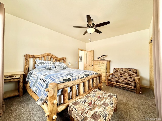 bedroom featuring carpet floors and a ceiling fan