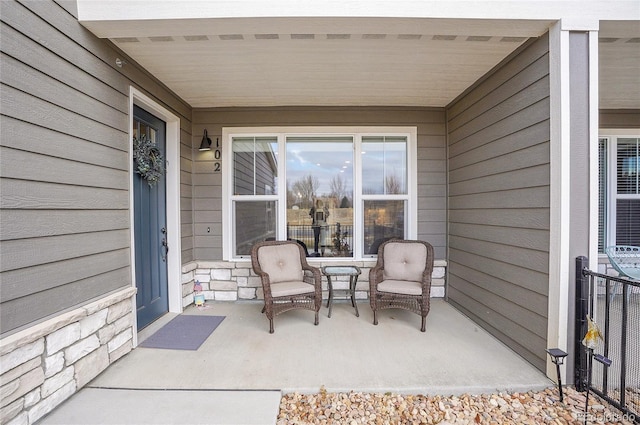 view of patio featuring covered porch