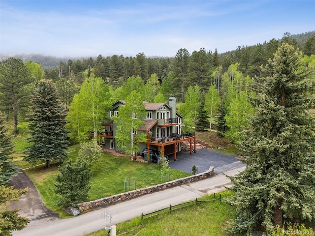 4230 S Meadow Brook Ln, Evergreen, CO 80439 - view from above of property with a heavily wooded area