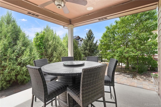 1852 E Sea Drift Dr, Windsor, CO 80550 - view of patio featuring ceiling fan and outdoor dining space