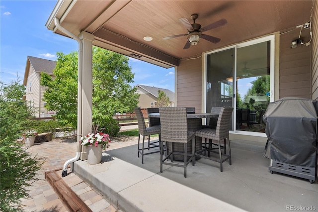 1852 E Sea Drift Dr, Windsor, CO 80550 - view of patio with a grill and ceiling fan