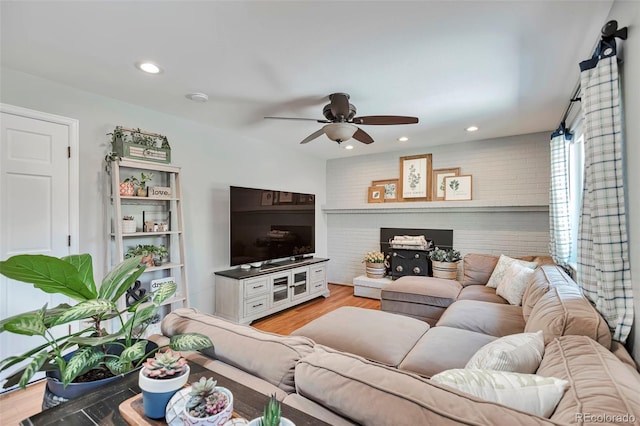 8262 Otis Ct, Arvada, CO 80003 - living area with ceiling fan, light wood-type flooring, and recessed lighting