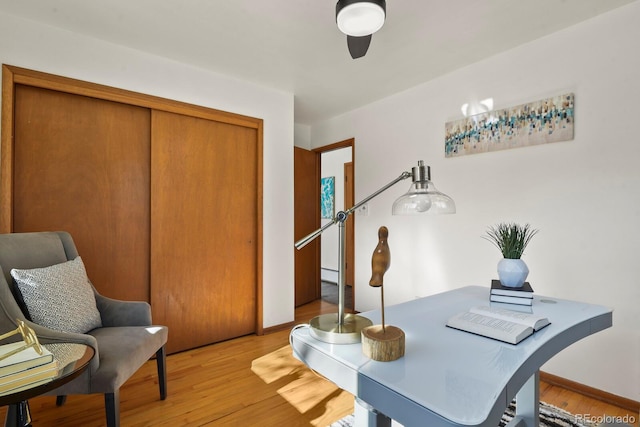 295 E Amherst Ave, Englewood, CO 80113 - office featuring light wood-style floors, ceiling fan, and baseboards