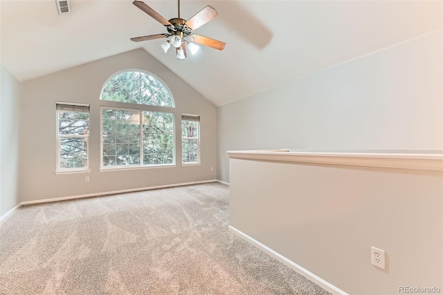 1121 W 112th Ave Unit C, Denver, CO 80234 - carpeted empty room with a ceiling fan and vaulted ceiling