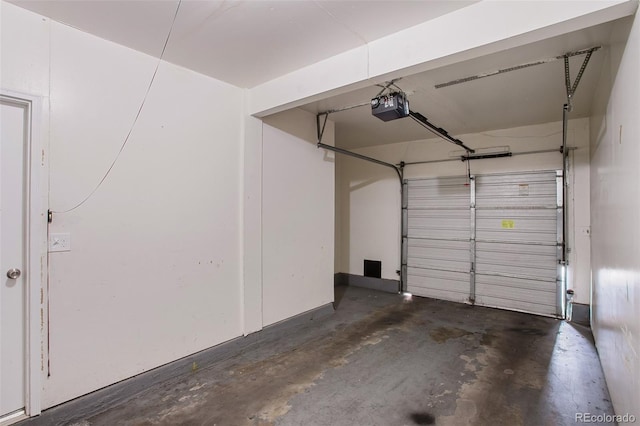 garage with a garage door opener