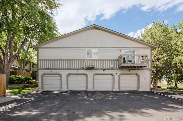 exterior space with a garage