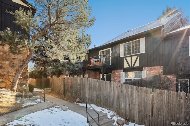 view of snow covered exterior