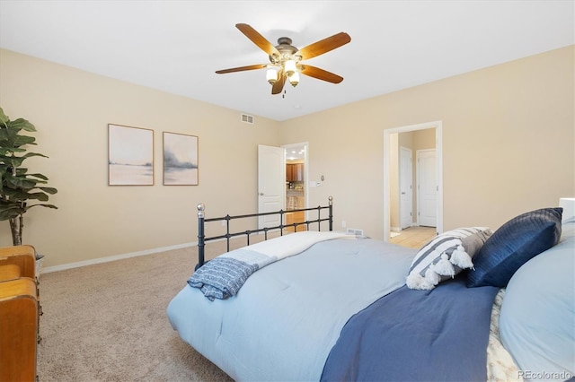 25811 E Archer Ave, Aurora, CO 80018 - bedroom with light carpet, baseboards, and a ceiling fan
