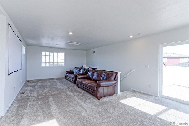 living room with carpet flooring