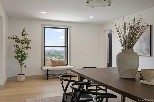 dining area with light hardwood / wood-style flooring