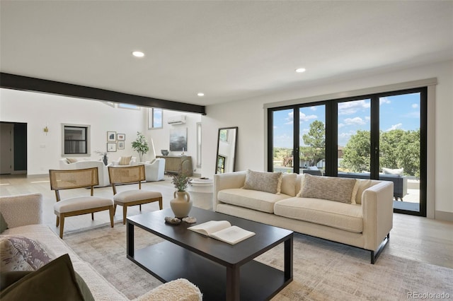 living room featuring a wall unit AC