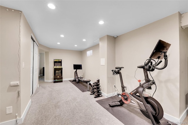3561 W 131st Ave, Broomfield, CO 80020 - workout room with recessed lighting, baseboards, and carpet