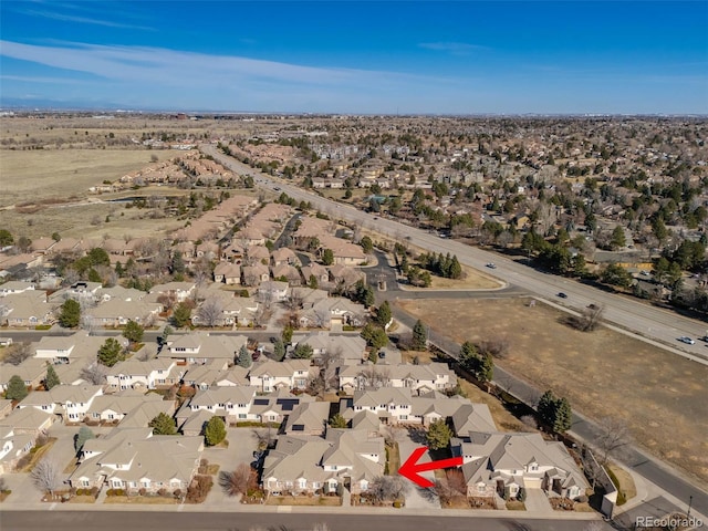 bird's eye view with a residential view