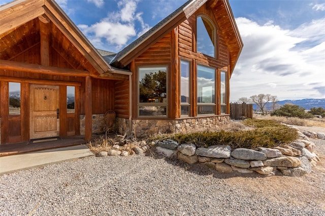 exterior space with a mountain view