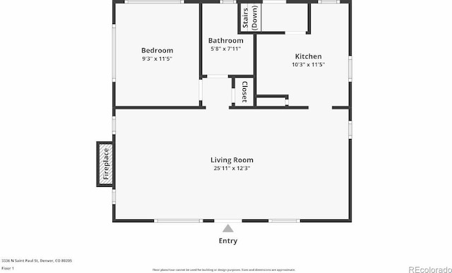3336 N Saint Paul St, Denver, CO 80205 - home floor plan