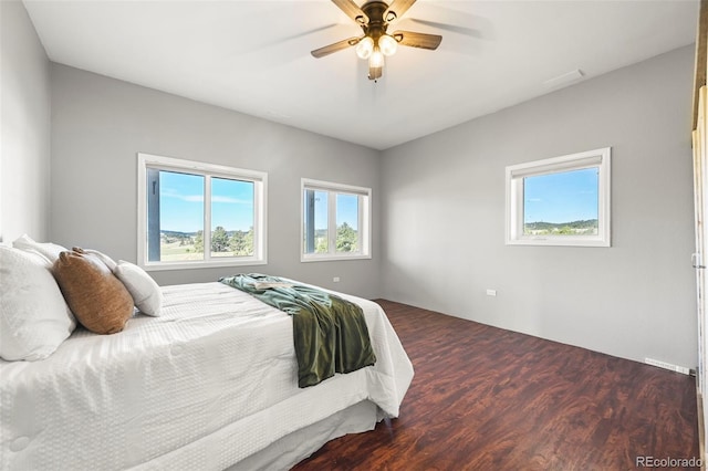 224 Lakeview Forest Hts, Florissant, CO 80816 - bedroom featuring wood finished floors and ceiling fan