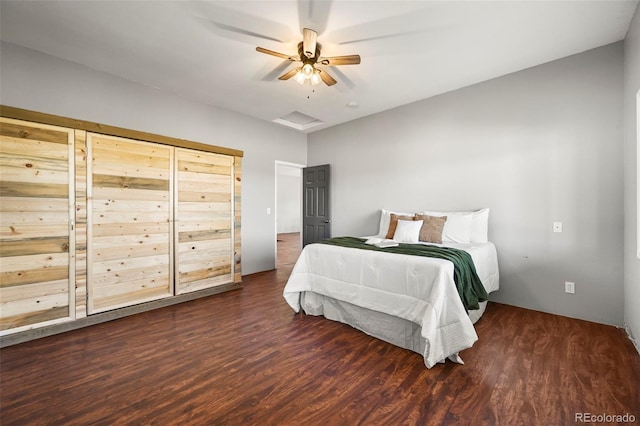 224 Lakeview Forest Hts, Florissant, CO 80816 - bedroom featuring wood finished floors and ceiling fan