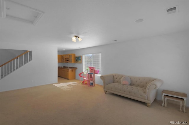 21229 E 50th Ave, Denver, CO 80249 - interior space featuring light colored carpet, attic access, and visible vents