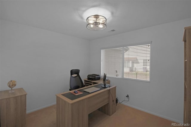 21229 E 50th Ave, Denver, CO 80249 - office area featuring baseboards, visible vents, and light colored carpet