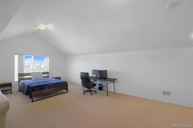 21229 E 50th Ave, Denver, CO 80249 - bedroom with lofted ceiling, carpet flooring, and visible vents
