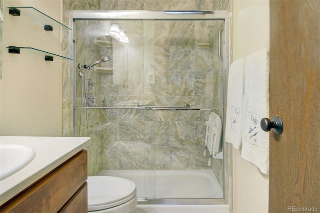 6505 Kalua Rd Unit 104B, Boulder, CO 80301 - full bath with a stall shower, vanity, and toilet