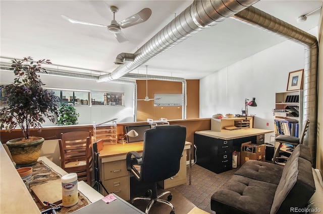 office area featuring ceiling fan