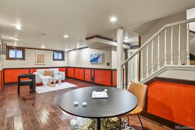 interior space featuring stairway and visible vents