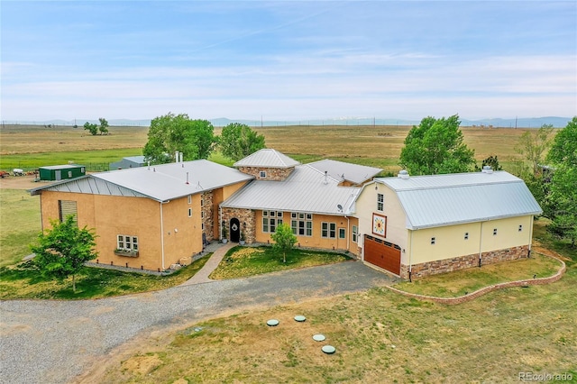 aerial view with a rural view