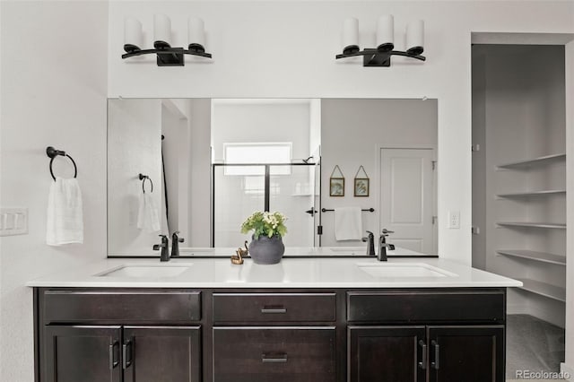 12547 Lake View St, Longmont, CO 80504 - bathroom featuring a stall shower and double vanity