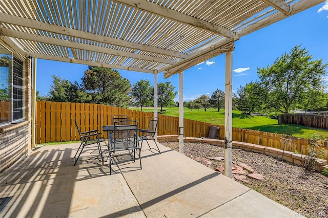 12701 Elm Ln, Broomfield, CO 80020 - fenced backyard featuring outdoor dining area, a patio area, and a pergola