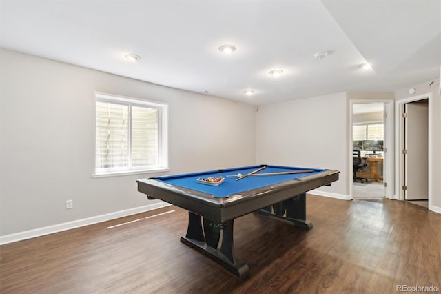 1462 Marigold Dr, Lafayette, CO 80026 - game room with billiards, baseboards, and dark wood finished floors
